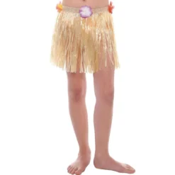 Child Plastic Mini Faux Grass Skirt, 12in