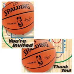 Spalding Basketball Invitations & Thank You Notes For 8