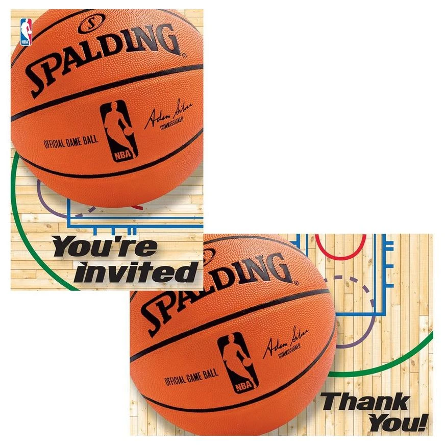 Spalding Basketball Invitations & Thank You Notes For 8 1 Spalding Basketball Invitations & Thank You Notes For 8
