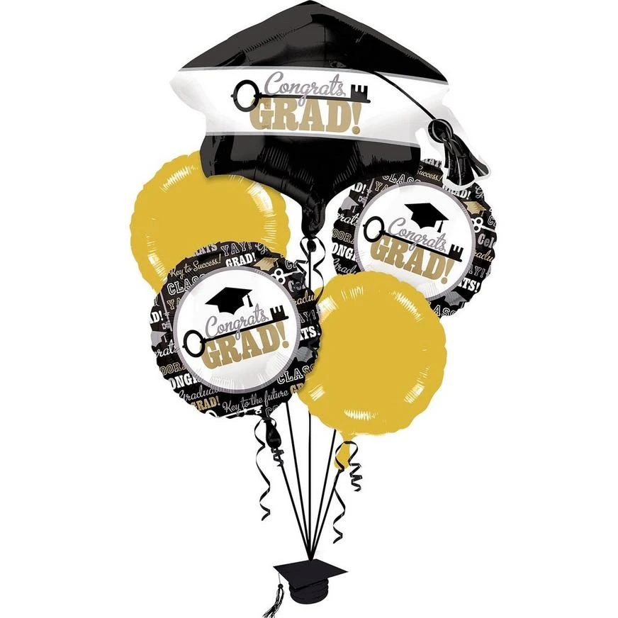 Graduation Balloon Bouquet 6pc - Key To Success 1 Graduation Balloon Bouquet 6pc - Key To Success