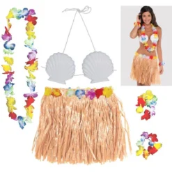 Adult Natural Hula Skirt Kit 5pc