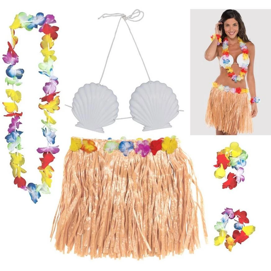 Adult Natural Hula Skirt Kit 5pc 1 Adult Natural Hula Skirt Kit 5pc