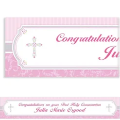 Custom Pink Communion Blessings Banner 6ft