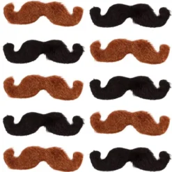 Black & Brown Western Moustaches 10ct