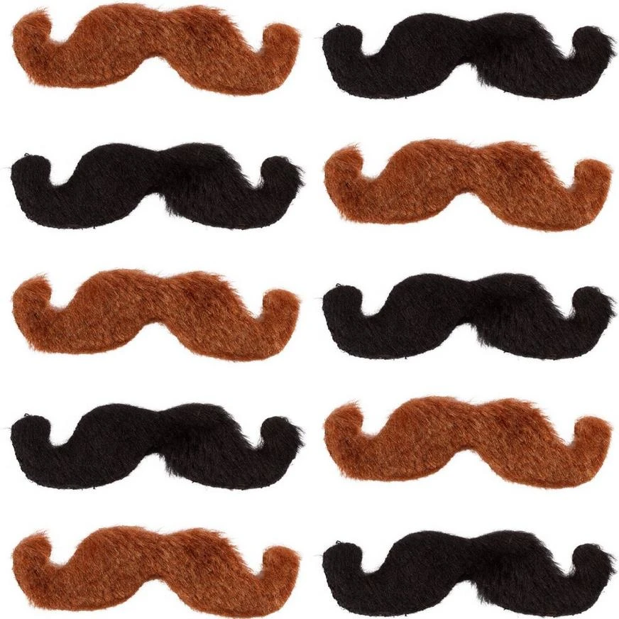 Black & Brown Western Moustaches 10ct 1 Black & Brown Western Moustaches 10ct