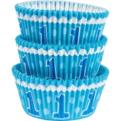 Blue 1st Birthday Baking Cups 75ct
