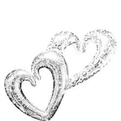 Silver Swirl Double Heart Balloon - Giant 53in X 36in