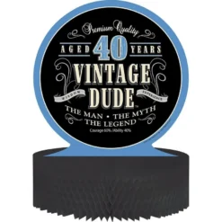 Vintage Dude 40th Birthday Honeycomb Centerpiece