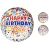 Rainbow-fetti Happy Birthday Balloon - See Thru Orbz