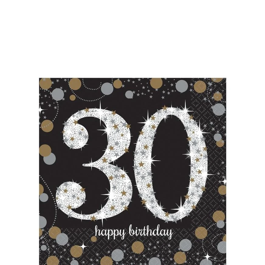 30th Birthday Beverage Napkins 16ct - Sparkling Celebration 1 30th Birthday Beverage Napkins 16ct - Sparkling Celebration