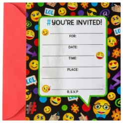 Metallic Smiley Graduation Invitations 8ct