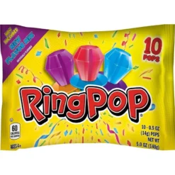 Topps Ring Pop New Flavor Mix Bag, 10pc - Blue Raspberry, Watermelon, Berry Blast, & Strawberry