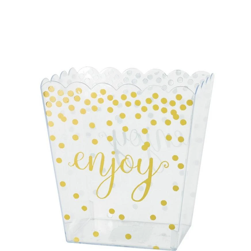 Small Metallic Gold Polka Dots Plastic Scalloped Container 1 Small Metallic Gold Polka Dots Plastic Scalloped Container