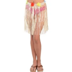 Adult Rainbow Luau Hula Skirt Costume Accessory Kit For 8 Guests -Party Supply Store 757200 02