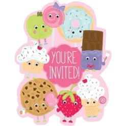 AMSCAN Premium Smiley Dessert Invitations 8ct