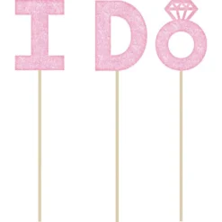 AMSCAN Glitter I Do Cake Picks 3pc