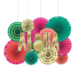 AMSCAN Aloha Paper Fan Decoration Kit 17pc