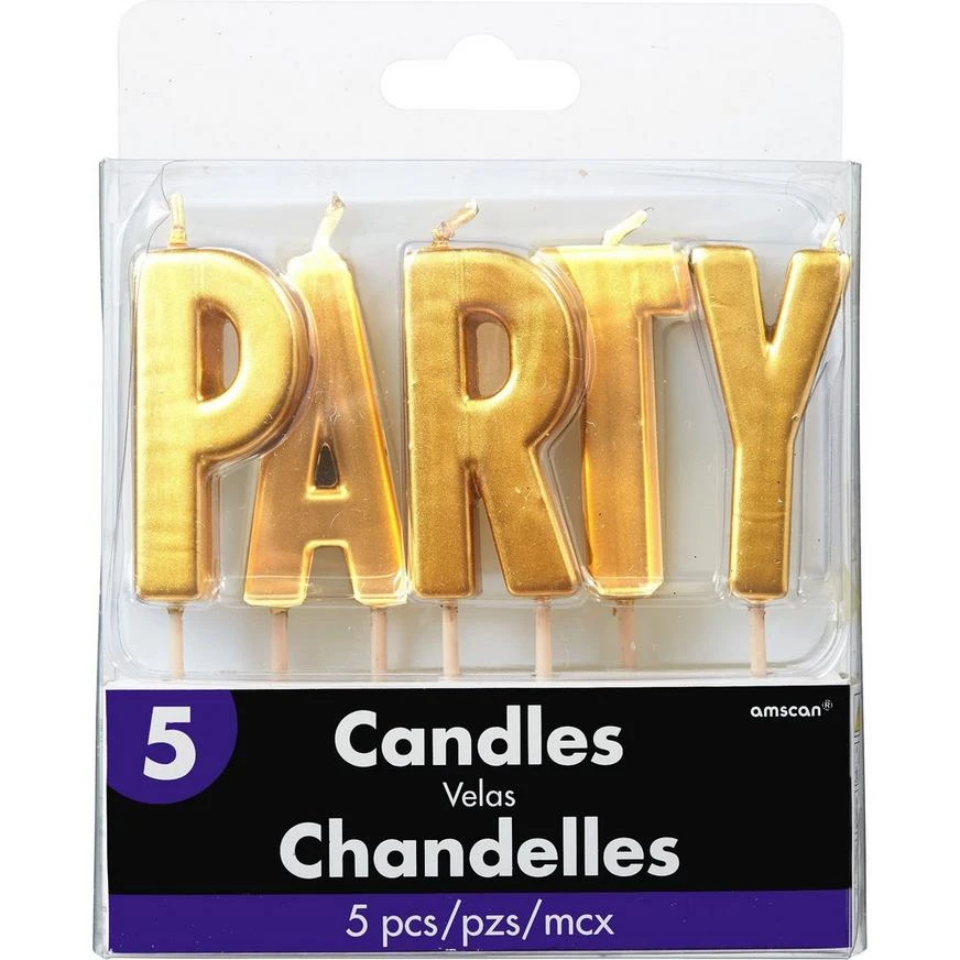 AMSCAN Gold Party Toothpick Candle Set 5pc 1 AMSCAN Gold Party Toothpick Candle Set 5pc