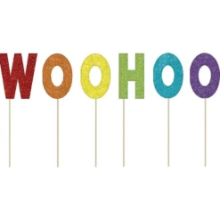 AMSCAN Glitter Woohoo Cake Picks 6pc