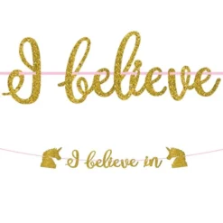 AMSCAN Glitter Gold Magical Unicorn Letter Banner