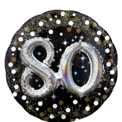 80th Birthday Balloon - 3D Sparkling Celebration, 36in