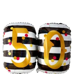 Giant Prismatic Pink & Gold 50th Birthday Balloon 36in X 23 1/2in