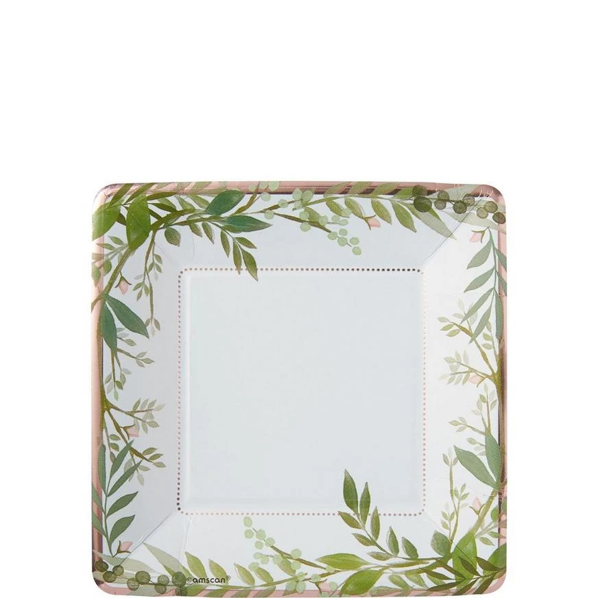 AMSCAN Metallic Floral Greenery Dessert Plates 8ct 1 AMSCAN Metallic Floral Greenery Dessert Plates 8ct