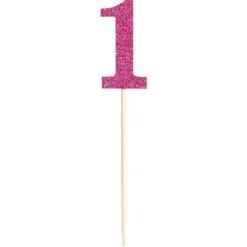Large Glitter Pink Number 1 Picks 2ct