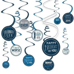 AMSCAN Happy Birthday Classic Swirl Decorations, 12ct