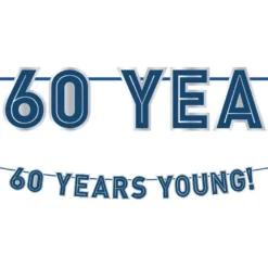 AMSCAN 60 Years Young! Milestone Birthday Cardstock Letter Banner, 12ft - Happy Birthday Classic