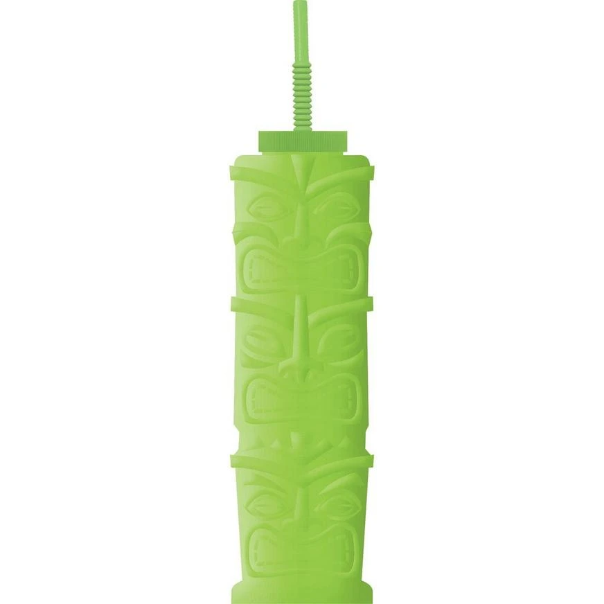 AMSCAN Green Tiki Cup With Straw 1 AMSCAN Green Tiki Cup With Straw