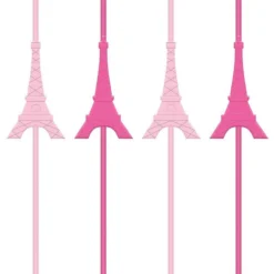 AMSCAN A Day In Paris Eiffel Tower Reusable Straws 10ct