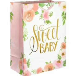 Large Glossy Floral Baby Gift Bag