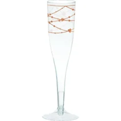 Rose Gold Heart Plastic Champagne Flutes 16ct