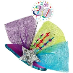 Clip-On Multicolor 30th Birthday Fascinator Hat