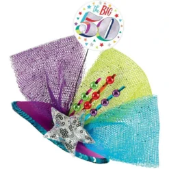 Clip-On Multicolor 50th Birthday Fascinator Hat