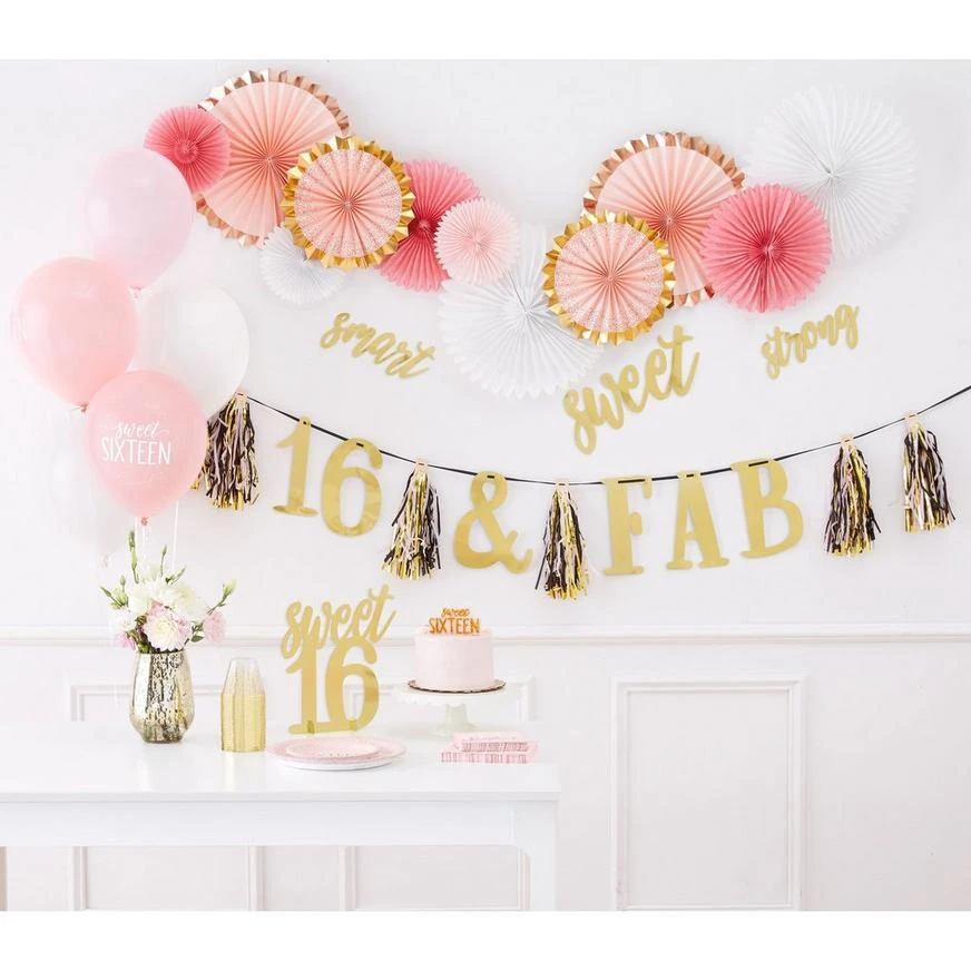 Rose Gold & Pink Sweet 16 Beverage Napkins 16ct 3 Rose Gold & Pink Sweet 16 Beverage Napkins 16ct - Image 3