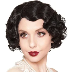 Black Finger Wave Flapper Wig