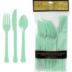 Cool Mint Premium Plastic Cutlery Set 24ct
