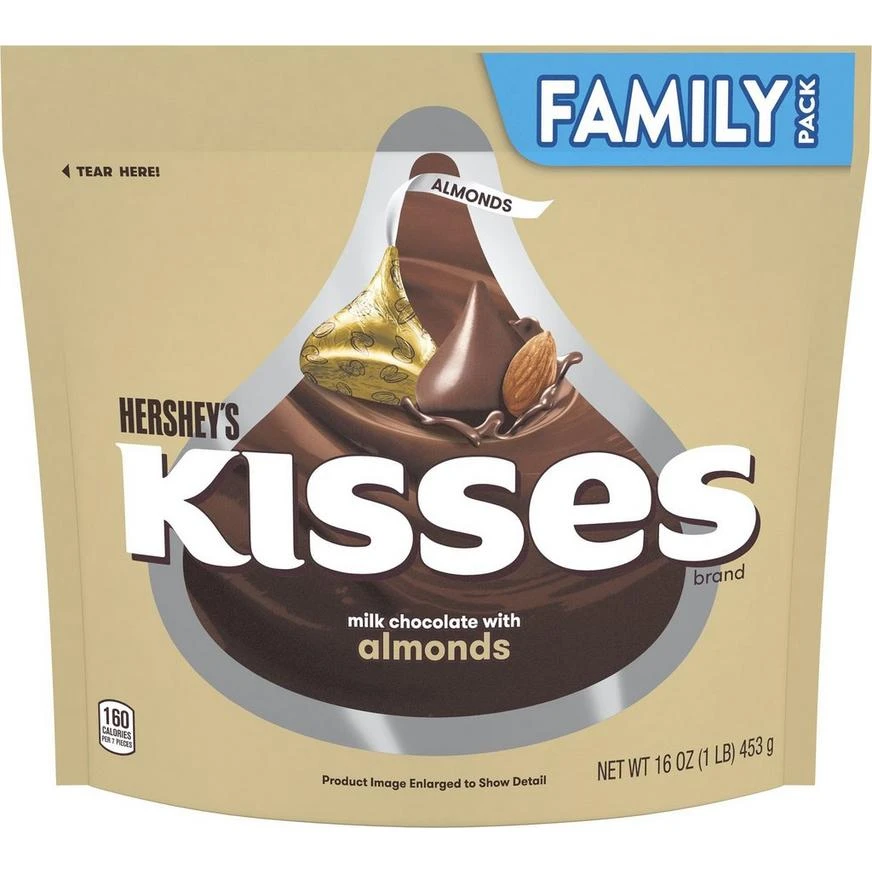 Milk Chocolate With Almonds Hershey's Kisses Family Pack 1 Milk Chocolate With Almonds Hershey's Kisses Family Pack