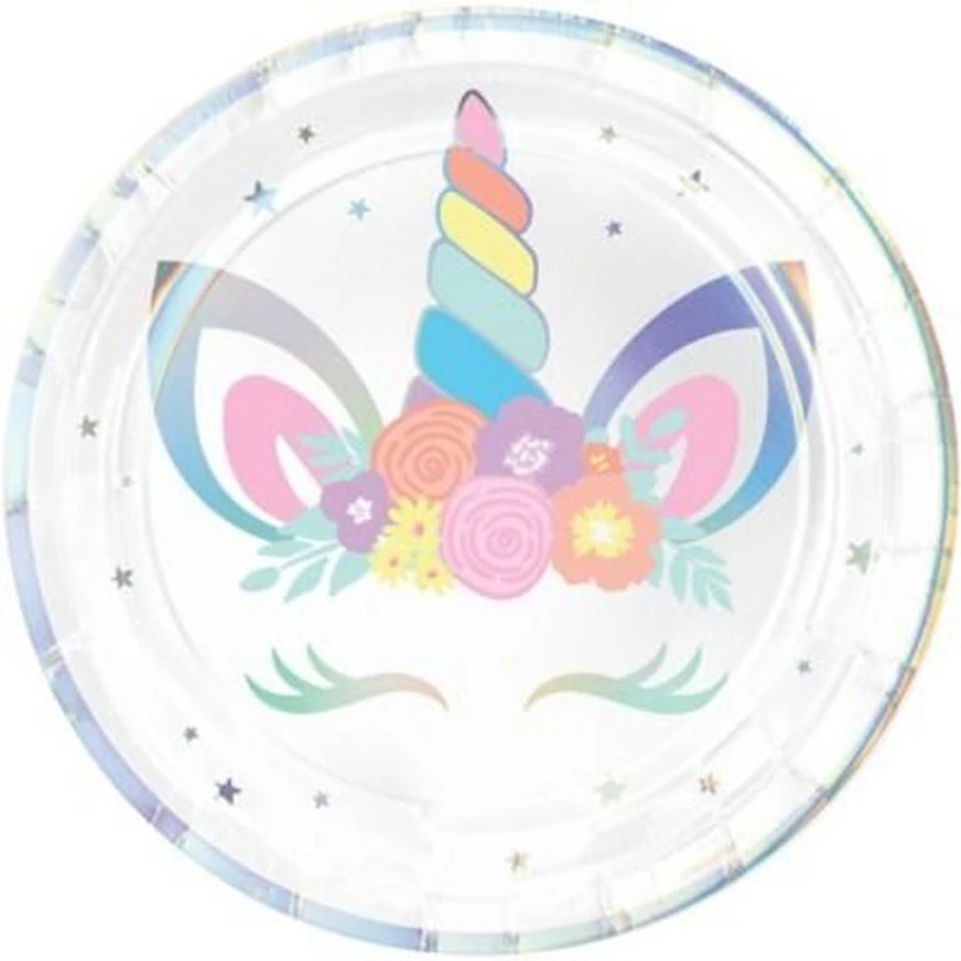Iridescent Unicorn Party Lunch Plates 8ct 1 Iridescent Unicorn Party Lunch Plates 8ct