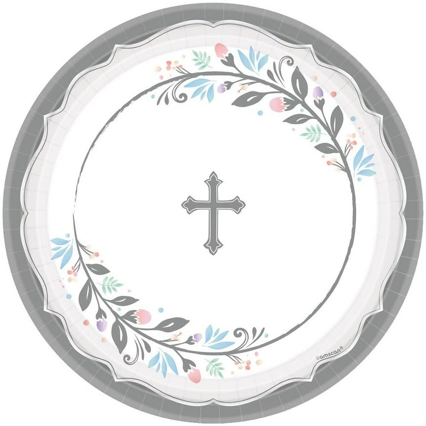 Silver Cross Holy Day Paper Dinner Plates, 10.5in, 18ct 1 Silver Cross Holy Day Paper Dinner Plates, 10.5in, 18ct