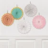 Assorted Mini Pastel Paper Fan Decorations, 5ct