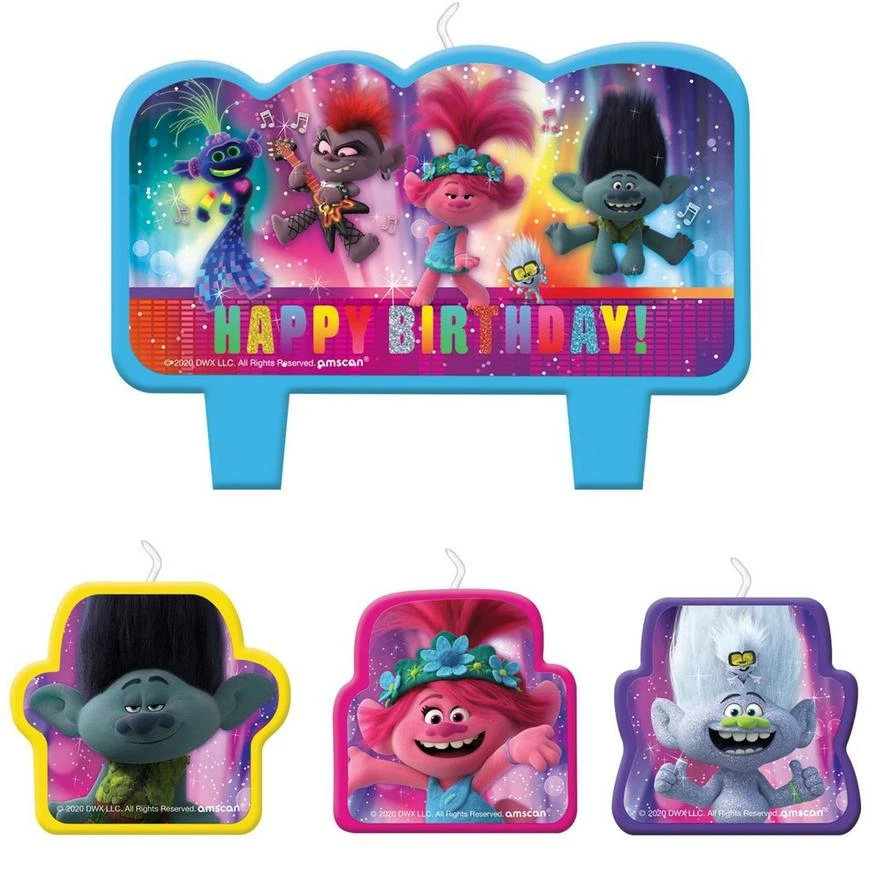 Trolls World Tour Birthday Candles 4ct 1 Trolls World Tour Birthday Candles 4ct