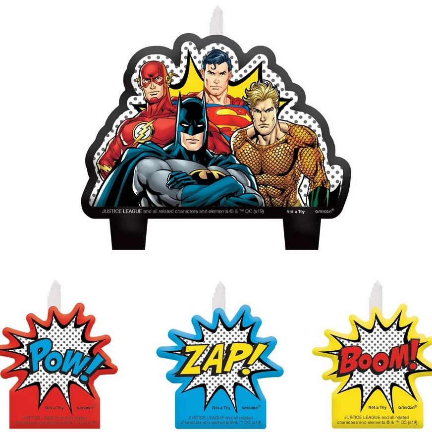 Justice League Heroes Unite Birthday Candles 4ct 1 Justice League Heroes Unite Birthday Candles 4ct