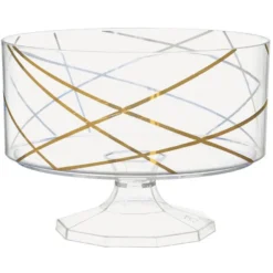 Metallic Gold Ribbon Plastic Trifle Container, 5.8in