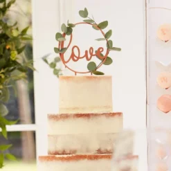 Ginger Ray Metallic Rose Gold Love Hoop Cake Topper