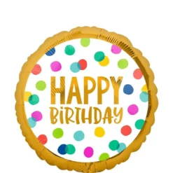 Multicolor Happy Dots Birthday Balloon, 18in