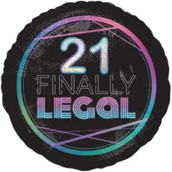 Black & Prismatic Finally 21 Birthday Balloon, 18in