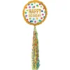 Giant Multicolor Happy Dots Birthday Balloon With Tail, 32in